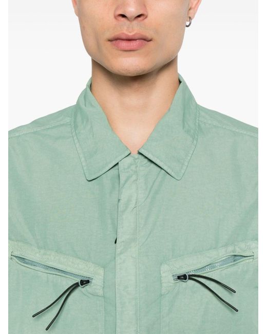 C P Company Green Logo-embroidered Shirt Jacket for men