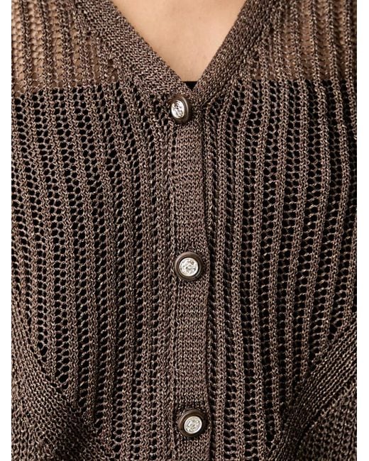Morgan Black Open-Knit V-Neck Cardigan