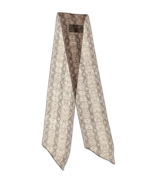Saint Laurent White Snake-Print Silk Scarf