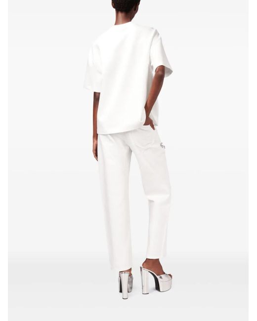 Area White Crystal-embellished Cut-out T-shirt