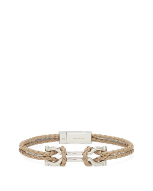 Ferragamo White Double Gancini Bracelet (20 Cm) for men