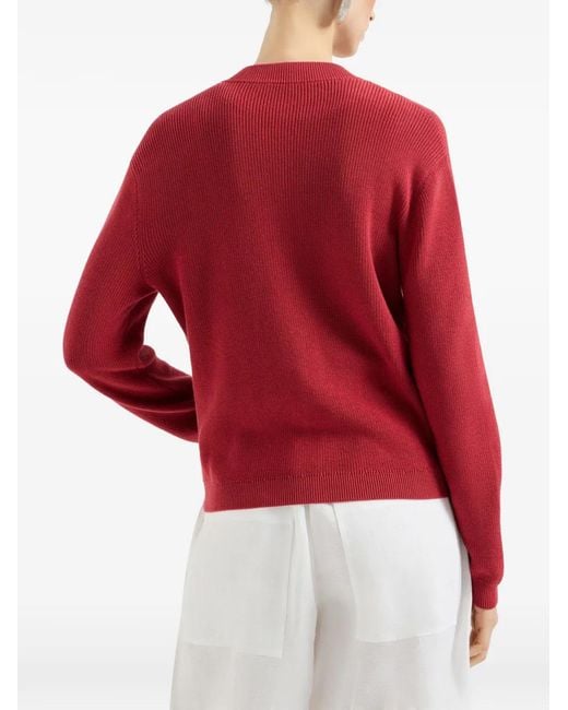 Brunello Cucinelli リブポケット カーディガン レッド | Lyst