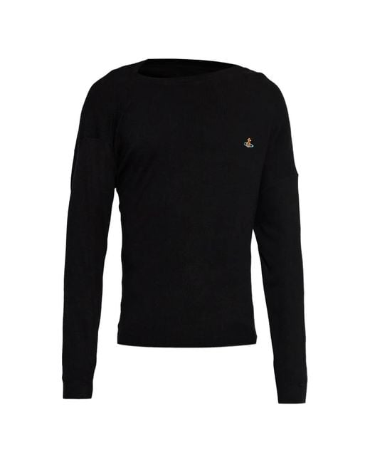 Vivienne Westwood Black Orb-Embroidered Asymmetric Sweater