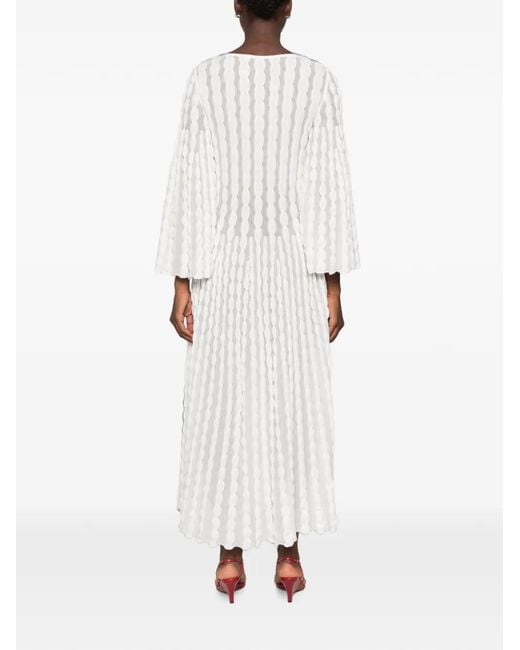 Antonino Valenti White Nocciola Wavy-Knit Long-Sleeve Midi Dress