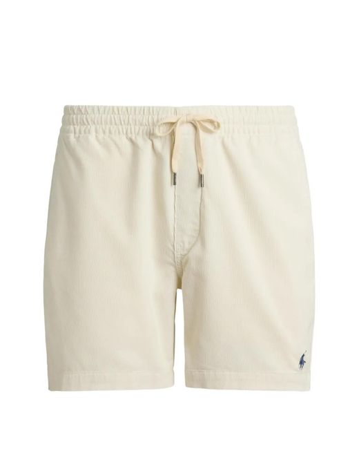 Polo Ralph Lauren White Corduroy Logo-Embroidered Shorts for men