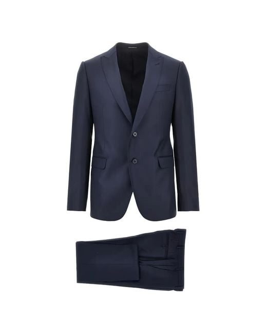 Emporio Armani Blue Single-Breasted Wool Suit for men