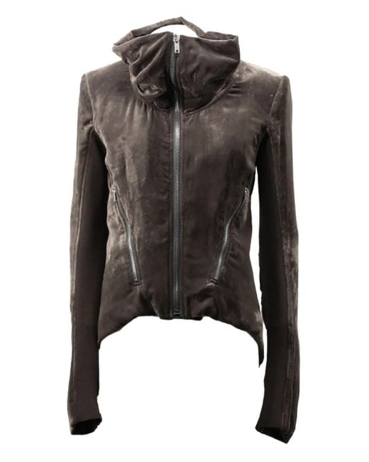 Rick Owens Black Jacke aus Samt mit Reißverschluss