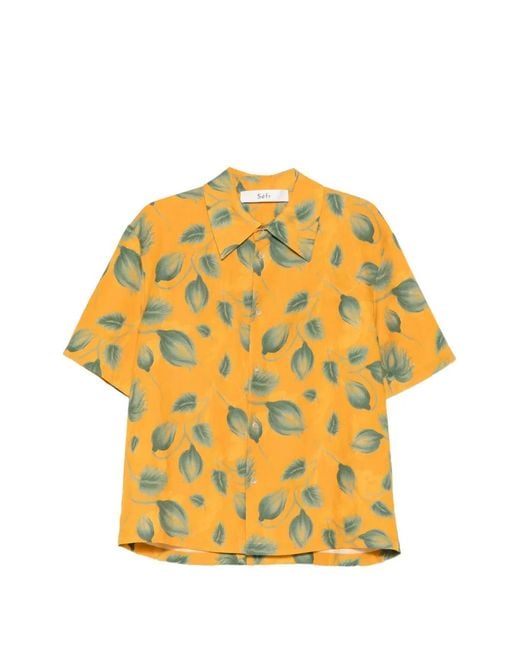 Séfr Yellow Dayot Leaf-Print Shirt