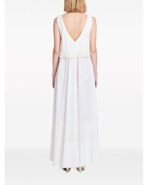 Proenza Schouler White Lynda Dress In Textured Marocaine With Boucle