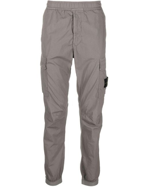 Stone Island Gray Compass-appliqué Cargo Track Pants for men