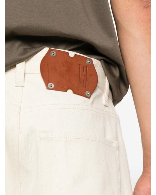 3Dici White Logo-Patch Denim Shorts for men