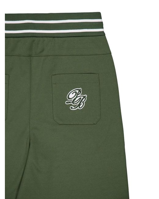Balmain Green Logo-Print Drawstring Shorts for men