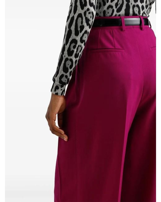 Dolce & Gabbana Pink Palazzo Wool Pants