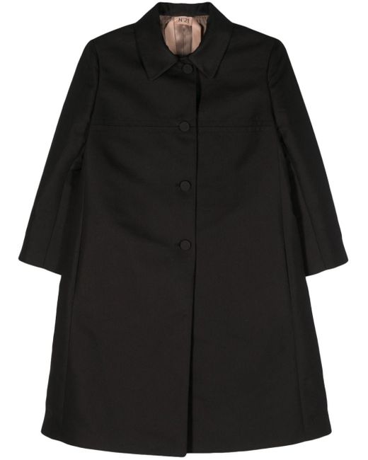 Manteau mi-long à simple boutonnage N°21 en coloris Black