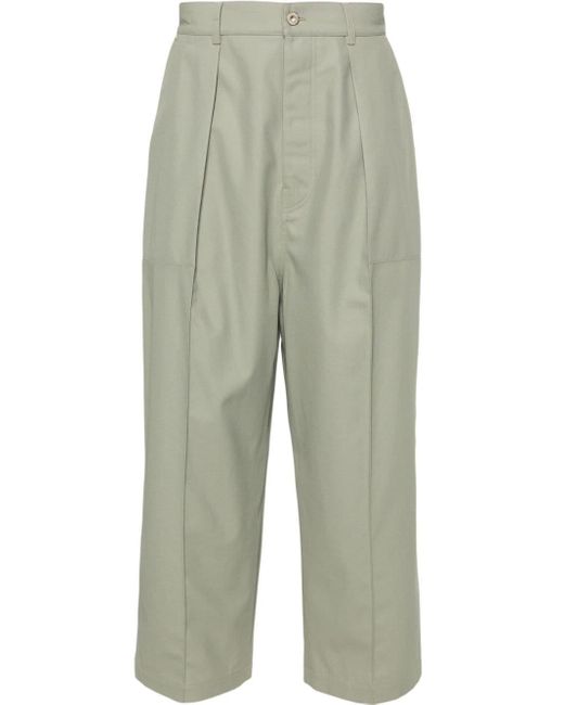 Pleat-detail straight-leg trousers di Loewe in Green da Uomo
