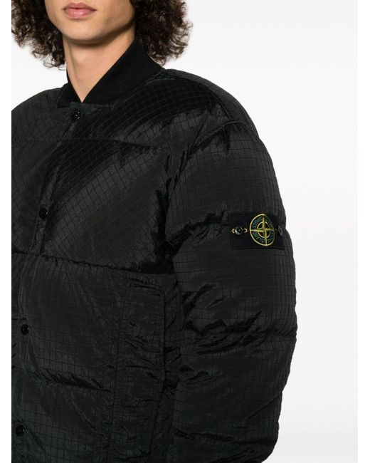 Stone Island Black Compass-motif Puffer Jacket for men