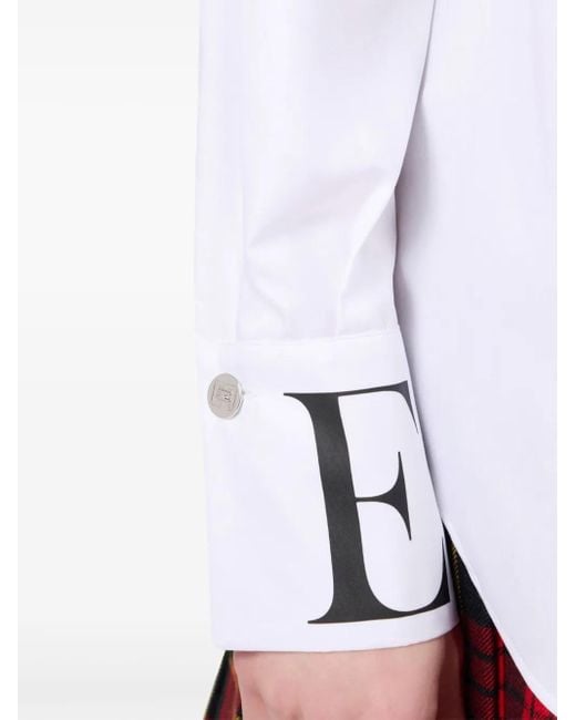 Elisabetta Franchi White Logo-Print Cotton Shirt