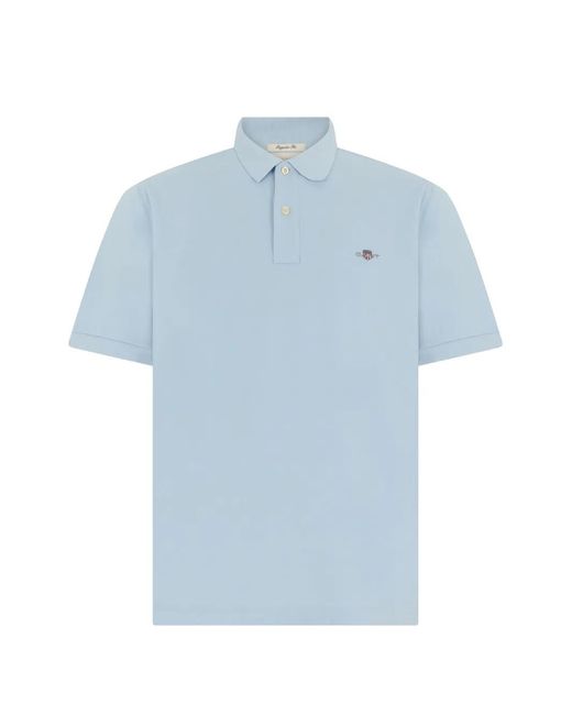 Gant Blue Logo-Embroidered Piqué Polo Shirt for men