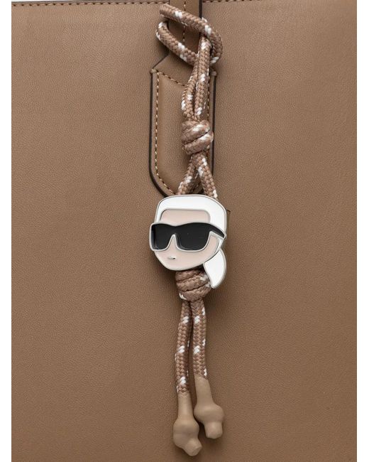 Karl Lagerfeld Brown Ikon Charm-Detail Tote Bag