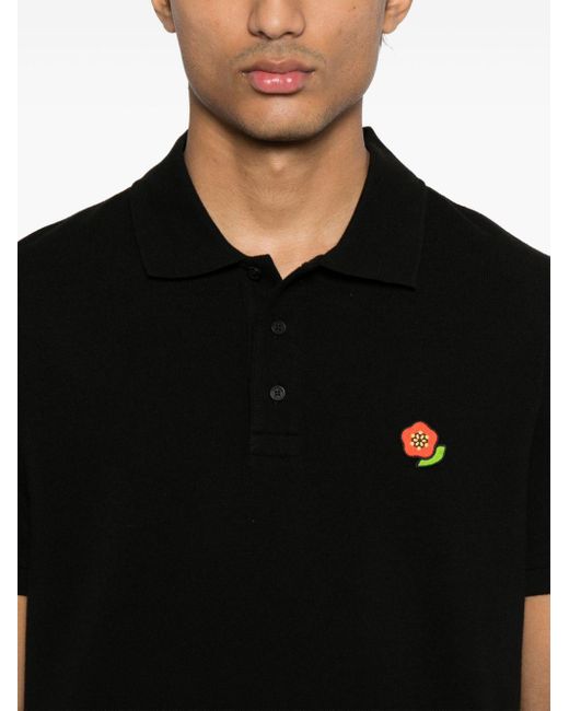 KENZO Pop Embroidered Polo Shirt in Black for Men Lyst UK