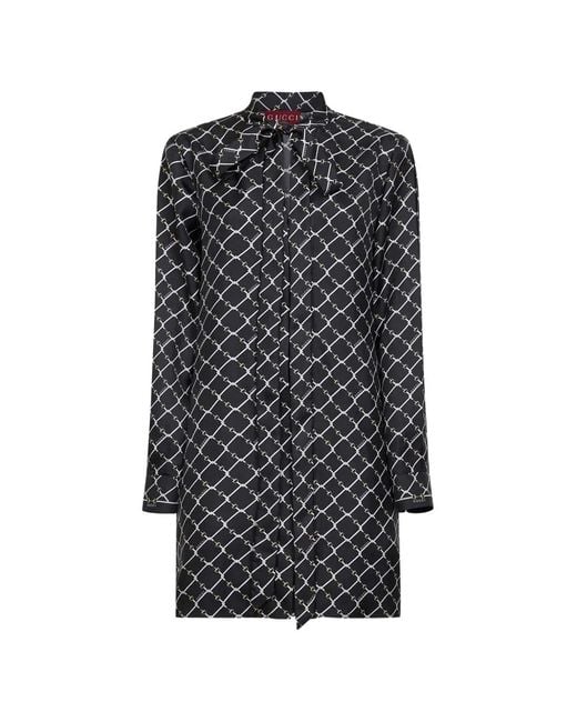 Gucci Gray Horsebit-Pattern Mini Dress