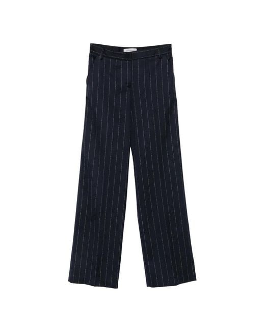 ERMANNO FIRENZE Blue Pinstripe-Pattern Trousers