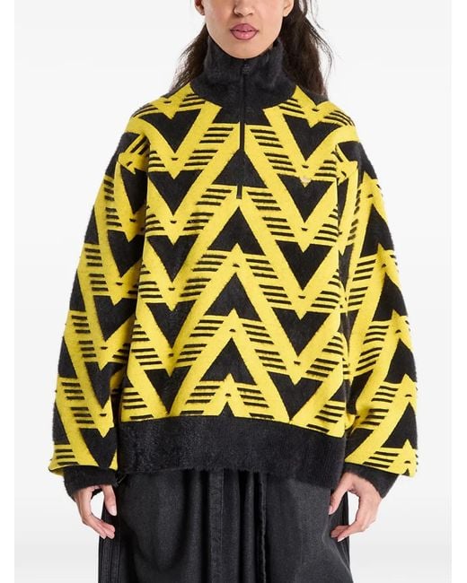 Adidas Yellow Knitted Half-Zip Sweater