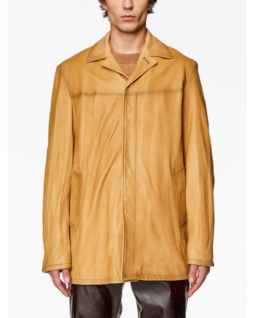 L-Nico leather jacket di DIESEL in Yellow da Uomo