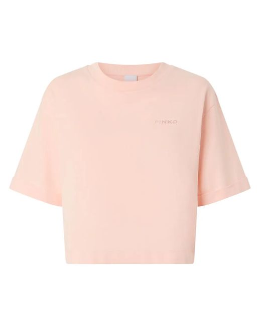Pinko T-Shirt Met Geborduurd Logo in het Pink