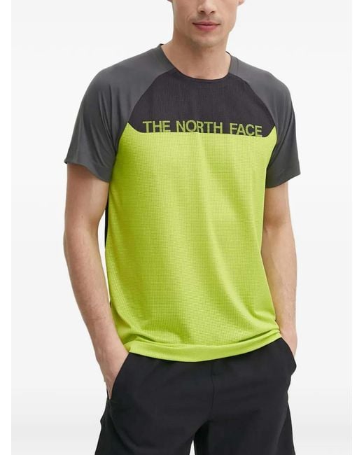 The North Face Green Logo-Print Panelled T-Shirt for men