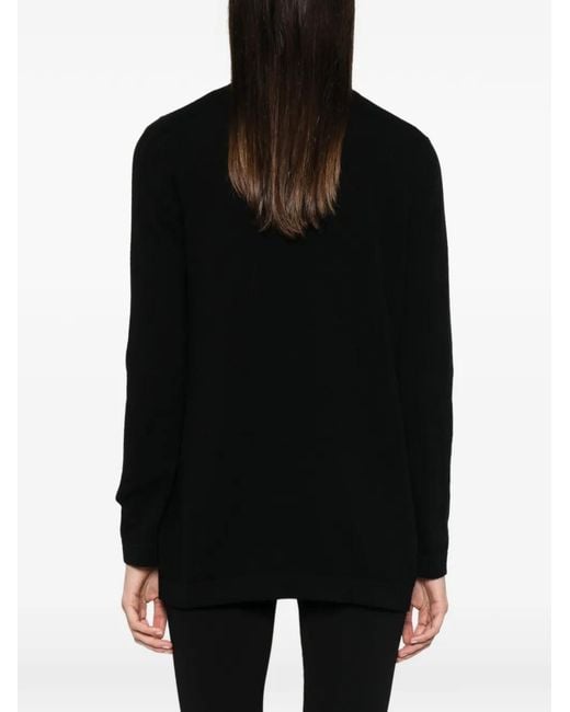 Valentino Garavani Black Floral-Applique Bow-Fastening Cardigan