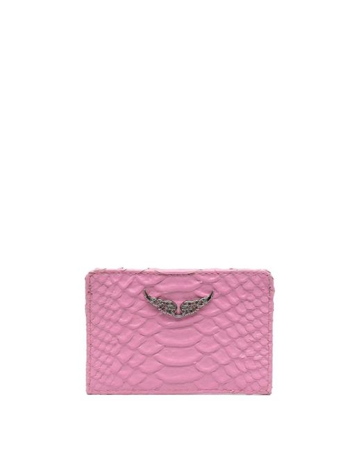 Zadig & Voltaire Pink Crocodile-embossed Card Holder