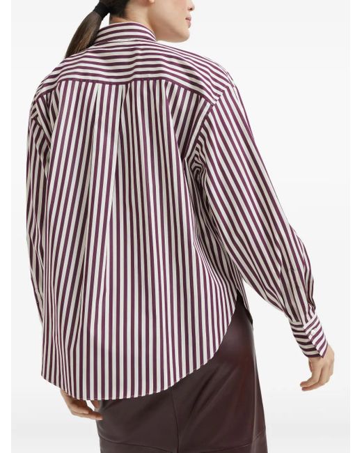 Brunello Cucinelli Gestreept Blouse in het Red