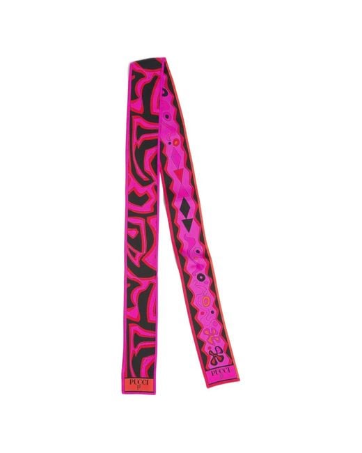 Emilio Pucci Pink Angoli And Labirinto Print Silk Twill Scarf
