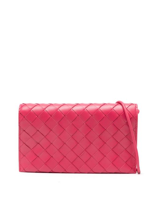 Bottega Veneta Pink Intrecciato Leather Wallet