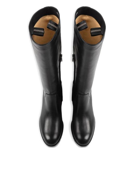 Doucal's Black Block-Heel Leather Boots