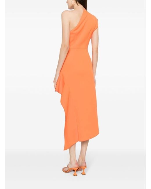 Acler Orange Eddington One-shoulder Midi Dress