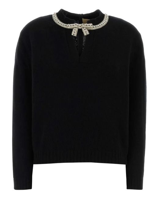 Valentino Garavani Black Embroidered Wool Sweater