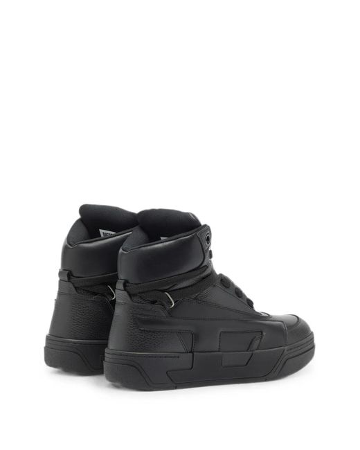 DIESEL Black S-D-Ollie Mid Leather High-Top Sneakers for men