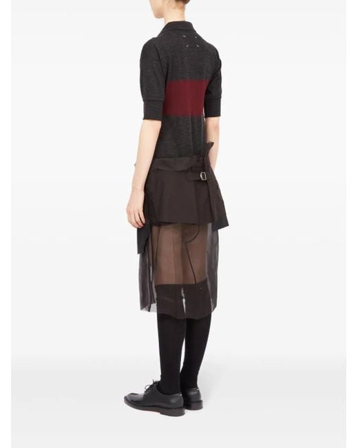 Maison Margiela Black Cotton-Wool Blend Midi Dress