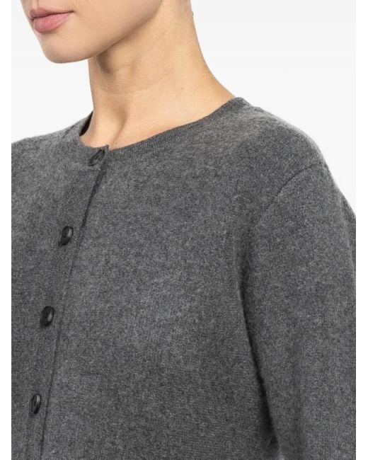 White + Warren Gray Button-Front Peplum Cardigan