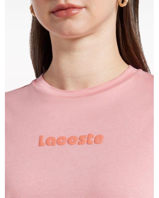 Lacoste Pink Logo-print Cotton T-shirt