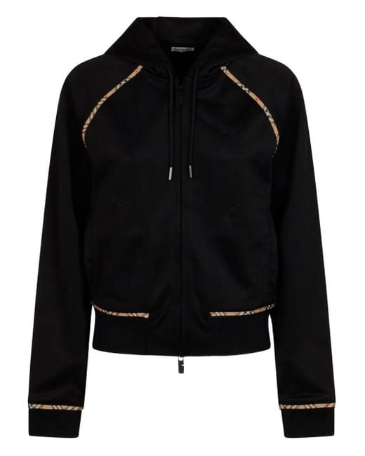 Sudadera con capucha y ribete a cuadros Burberry de color Black