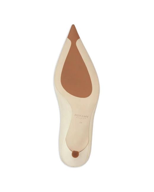 POTAMY White Ankle-Strap Pointed Pumps