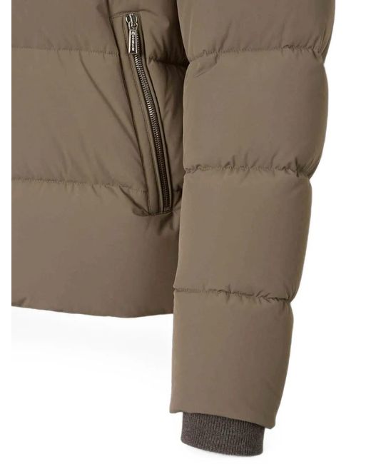 Moorer Brown Alarick-Kn Quilted Shearling-Trim Jacket for men