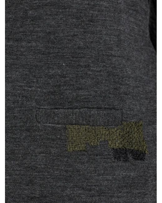 Maison Margiela Black Distressed-Effect V-Neck Cardigan for men