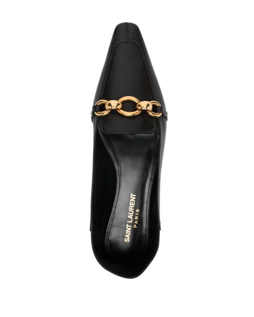 Saint Laurent Black Chain-Link Loafers