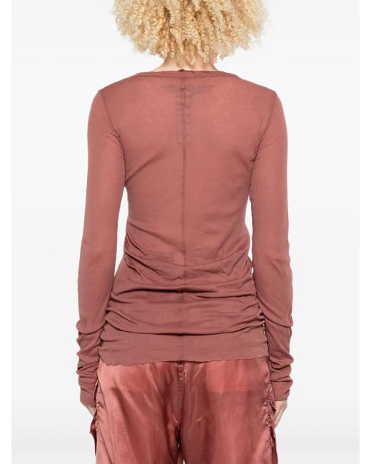 Rick Owens Gerafeld T-Shirt Met Lange Mouwen in het Pink