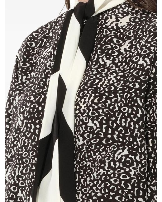 Givenchy Gray Leopard-Print Scarf-Detail Shirt