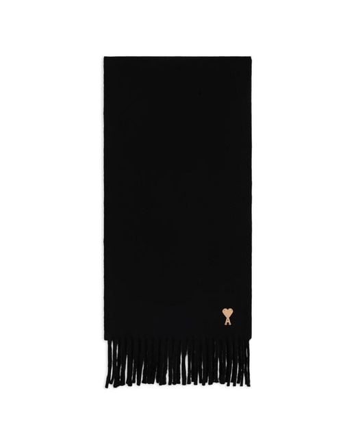 AMI Black Wollschal Mit Ami De Coeur-Patch